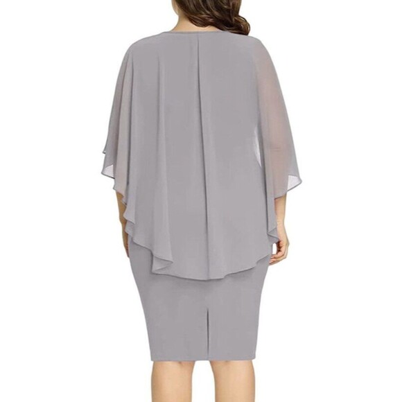 LALAGEN Women chiffon dress Sz 3XL ruffles flattering cap sleeve Dress - Picture 3 of 8